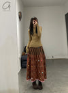 YANYAN KNITS 24 Autumn and Winter Lambswool Knitted Plaid Skirt YYK-YYW24-1321-HONG Red